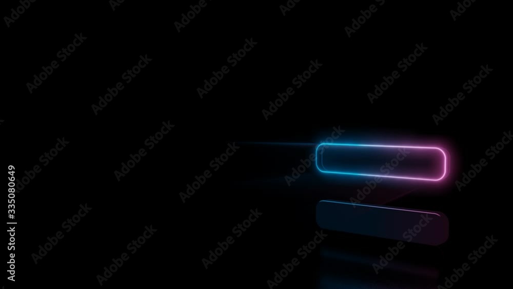 Poster abstract 3d rendering glowing blue purple neon symbol of equals rounded sign with glowing outlines w
