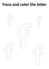 Trace and color the letter - small f
