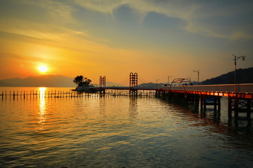 Sunset in Namhaedo or Namhae Island on the southern coast of South Gyeongsang Province, South Korea.