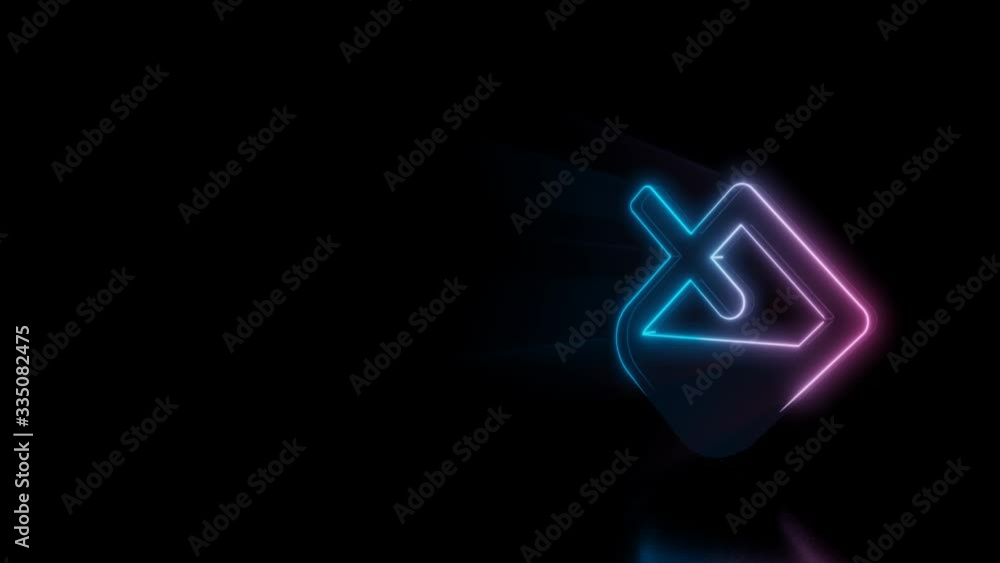 Poster abstract 3d rendering glowing blue purple neon symbol of jar with liquid in pour out position with g