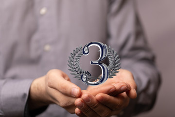 Three or 3  Years award Digital number award Anniversary 3d.