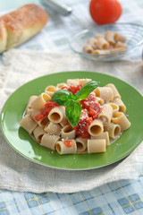 tomato pasta with basil leaf - Italian food