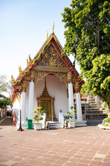 A beautiful view of Wat Pho buddhist temple in Bangkok, Thailand.
