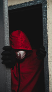 Money Heist Character Is Dressed In New Clothes, Protected By The New Covid19 Virus, Mask And Gloves