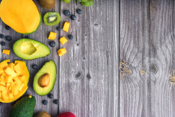 Obraz na płótnie Canvas Tropical fruit and vegetable ingredients