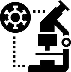 Black and White Clip-art Illustration of Microscopic Research of Corona-virus