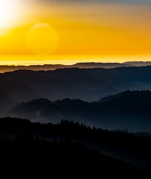 sunset mountain silhouette