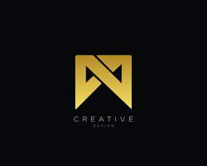 Letter M Logo Design, Creative Minimal M Monogram In Gold Color