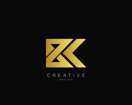 Letter BK Logo Design, Creative Minimal BK Monogram In Gold Color