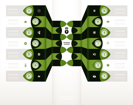 Vector progress background. Template for diagram, graph, presentation and chart. Business concept with 14 options, parts, steps or processes. Abstract background. eps 10