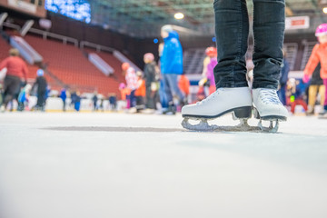 publicly skating at the hockey stadium