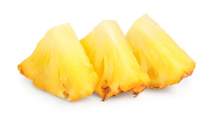 pineapple slice isolated on white background with clipping path and full depth of field