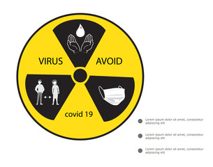 Coronavirus warning,danger sign, COVID-19 or 2019-nCoV epidemic and pandemic symbol. Simple flat logo template for medical Infographic.