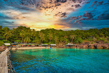 Amazing Sunset on the Cambodian Island