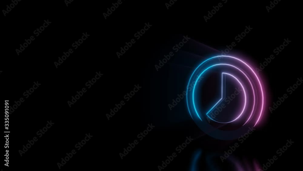 Poster abstract 3d rendering glowing blue purple neon symbol of camera lens with glowing outlines with rays