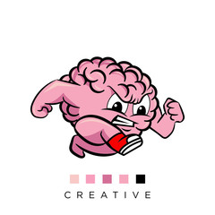  sport brain run logo design vector icon