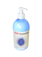 Hand sanitizers squeeze gel onto hands