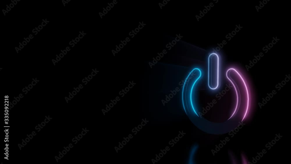 Poster abstract 3d rendering glowing blue purple neon symbol of power button sign with glowing outlines wit