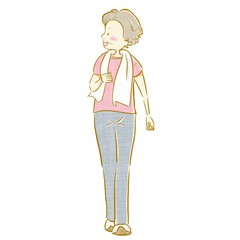 Illustration of healthy older woman walking 1