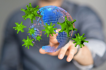 contagious coronavirus pandemic, dangerous virus outbreak 3d.