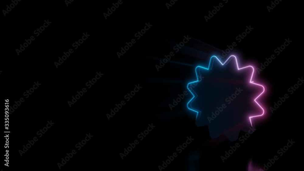 Poster abstract 3d rendering glowing blue purple neon symbol of certificate badge with glowing outlines wit