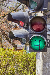 Funny drawing of a man in a traffic light
