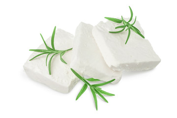 Feta cheese isolated on white background. With clipping path and full depth of field