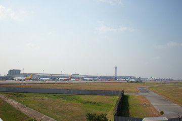 Fototapeta na wymiar A beautiful view of Suvarnabhumi Airport in Bangkok, Thailand.