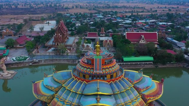 4k Video Aerial view Wat Ban Rai, Nakhon Ratchasima Province, Thailand