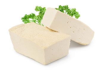 tofu cheese isolated on white background with clipping path and full depth of field,