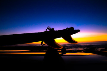 surf fins in the sunset