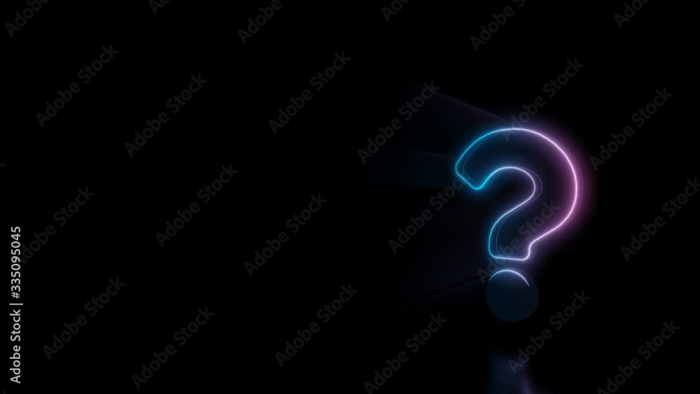 Poster abstract 3d rendering glowing blue purple neon symbol of question mark with glowing outlines with ra