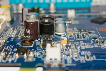 close-up of an electronic Board with a processor