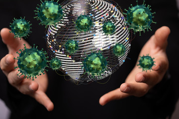 Virus abstract background. protection Genetics  3d