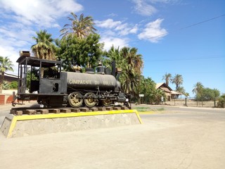 Tarde en el puerto santa rosalia baja california sur con ferrocarril minero (Beach Mexico), old...