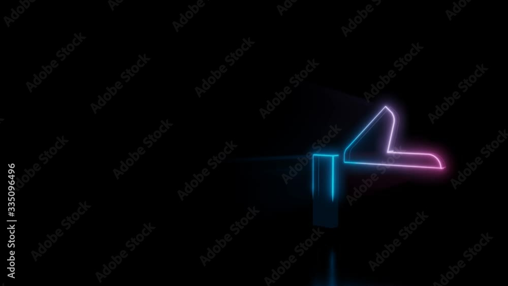 Poster abstract 3d rendering glowing blue purple neon symbol of thumb up button with glowing outlines with 