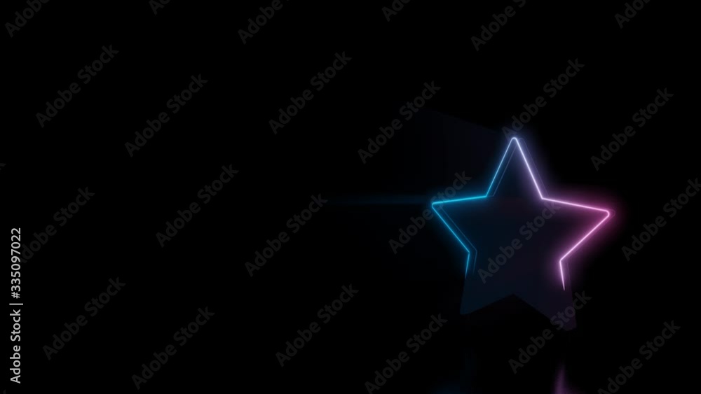 Poster abstract 3d rendering glowing blue purple neon symbol of star with sharp points with glowing outline