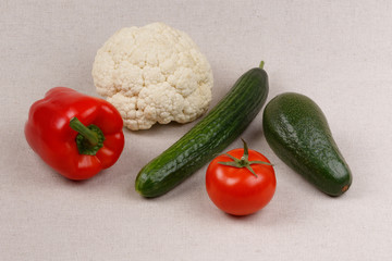 Vegetables on a fabric background. Close-up