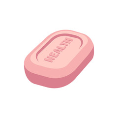 3D bar of soap with sign Health isolated on white background. Vector illustration.