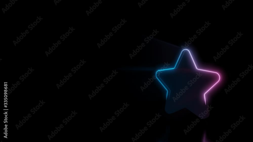 Poster abstract 3d rendering glowing blue purple neon symbol of star with rounded points with glowing outli