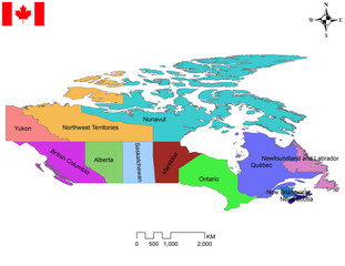 Canadian map of provinces and territories-Canada map