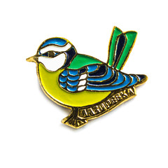 Soviet metallic badge with the image of a tit