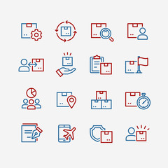 icons set of logistics and transportation