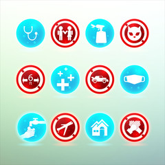 3D set icon in preventing and warning against virus vector
