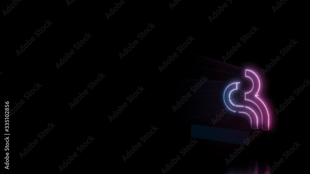 Poster abstract 3d rendering glowing blue purple neon symbol of cigarette and smoke lines with glowing outl
