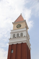 A beautiful landscape of a clock tower in a french style city