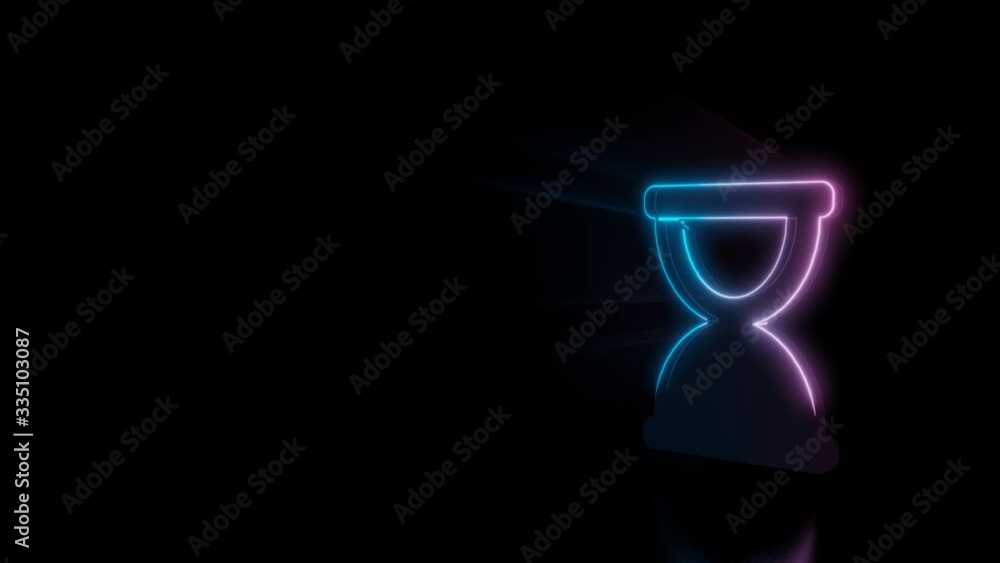 Aufkleber abstract 3d rendering glowing blue purple neon symbol of hourglass in end phase with glowing outline