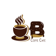 Letter  for Coffee logo design vector template with Vintage Concept style. beverage products for coffee shop, Cafe, Coffee House, Coffee maker, Company and Business.