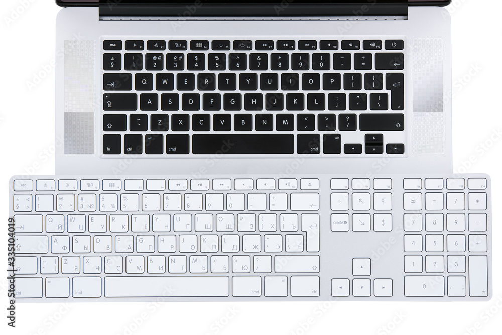 Aufkleber top view on a laptop and standart keyboard with flat buttons