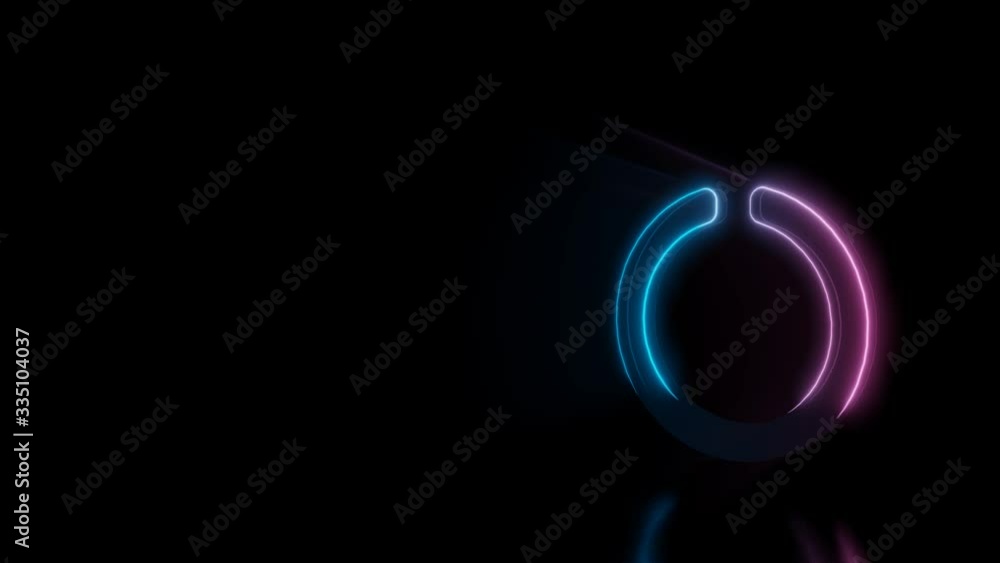 Aufkleber abstract 3d rendering glowing blue purple neon symbol of circle notch with glowing outlines with ray
